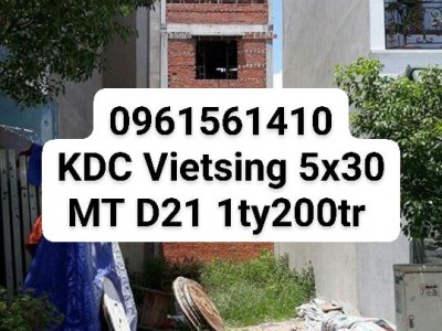 Đất thổ cư đẹp đường D1 KDC Vietsing Phường An Phú, Thuận An gần Vincom. Giá : 1.201.000.000₫.