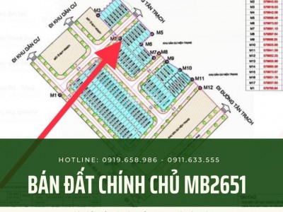 Chính chủ bán nhanh lô đất MB 2651 Quảng Trạch - KĐT Green city giá 7,9tr/m2, sổ đỏ chính chủ