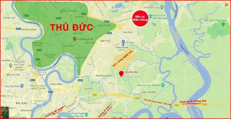 Cần bán lô góc 2 mặt tiền Đường Bưng Ông Thoàn, Phường Phú Hữu, Quận 9. Giá 65 triệu/ m2. 