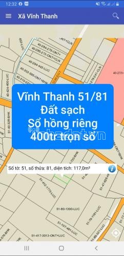 Đất chính chủ gửi bán giảm mạnh 400 triệu trọn sổ Vĩnh Thanh, Nhơn Trạch, Đồng Nai.